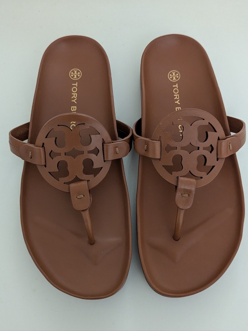 EUC! Tory Burch Miller Cloud Sandal In Light Brown Leather Size 9